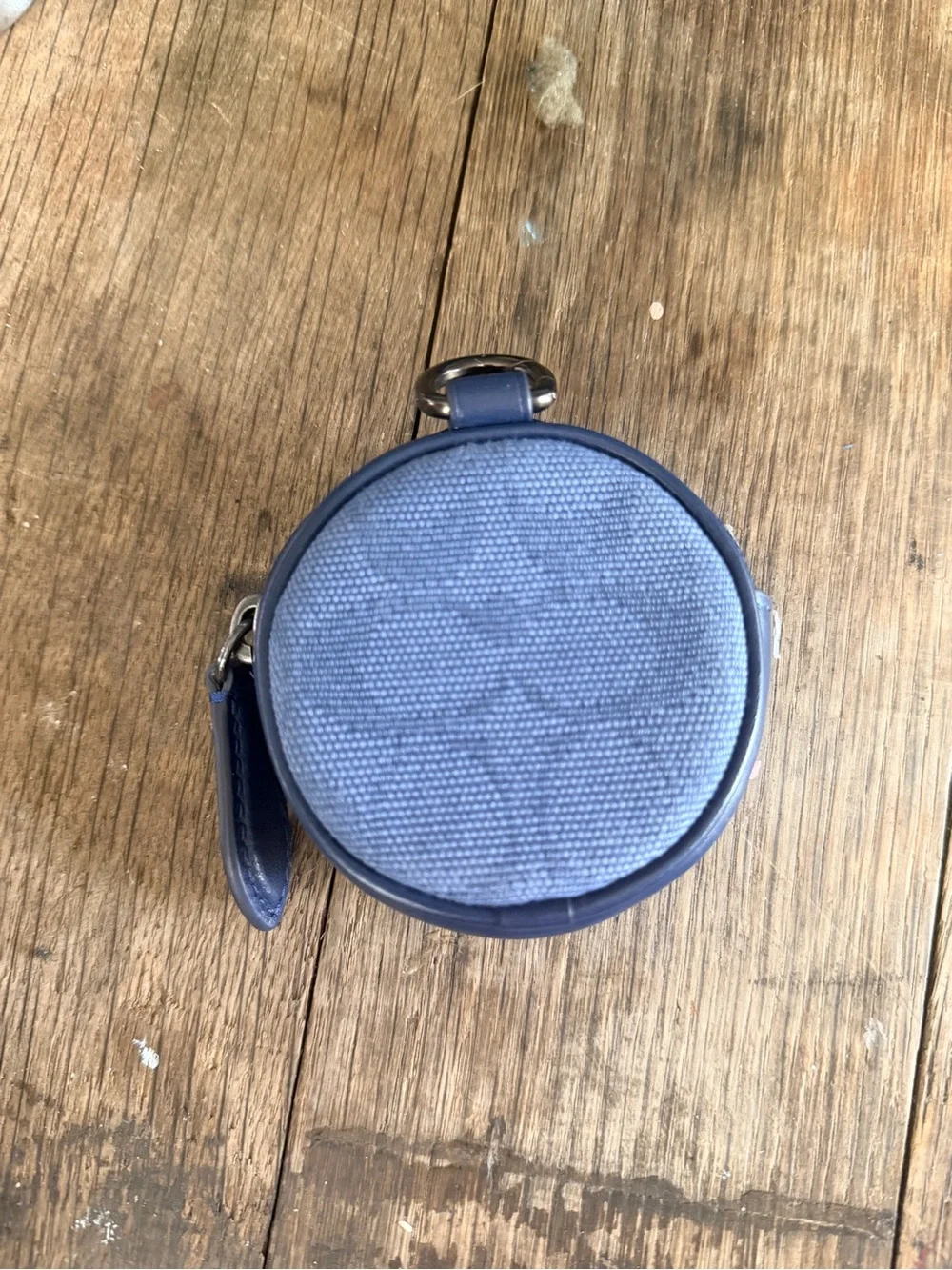 Coach Leather and Canvas Blue Round Coin Purse/ Case